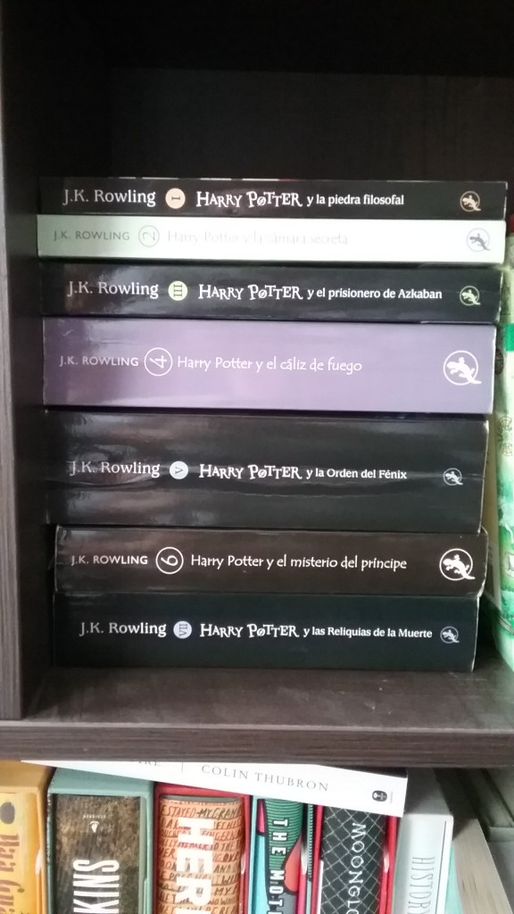 All 7 Harry Potter books stacked