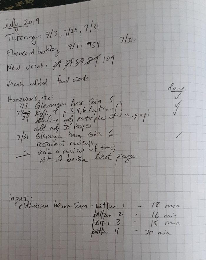 picture of my July 2019 Icelandic notebook