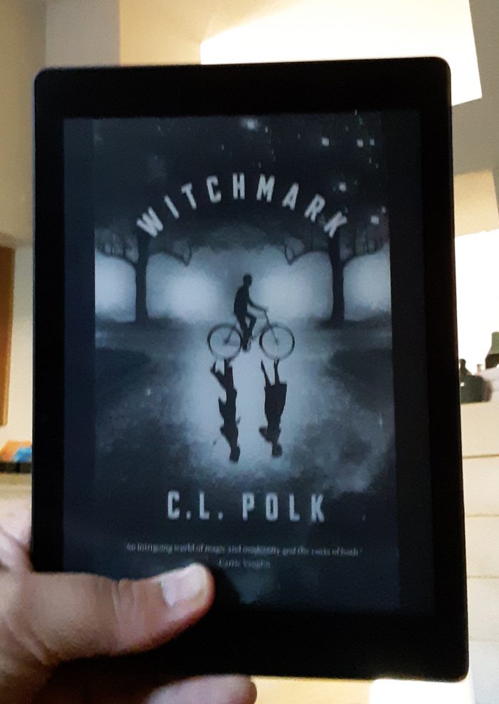 cover of the book "Witchmark," shown on kobo e-reader