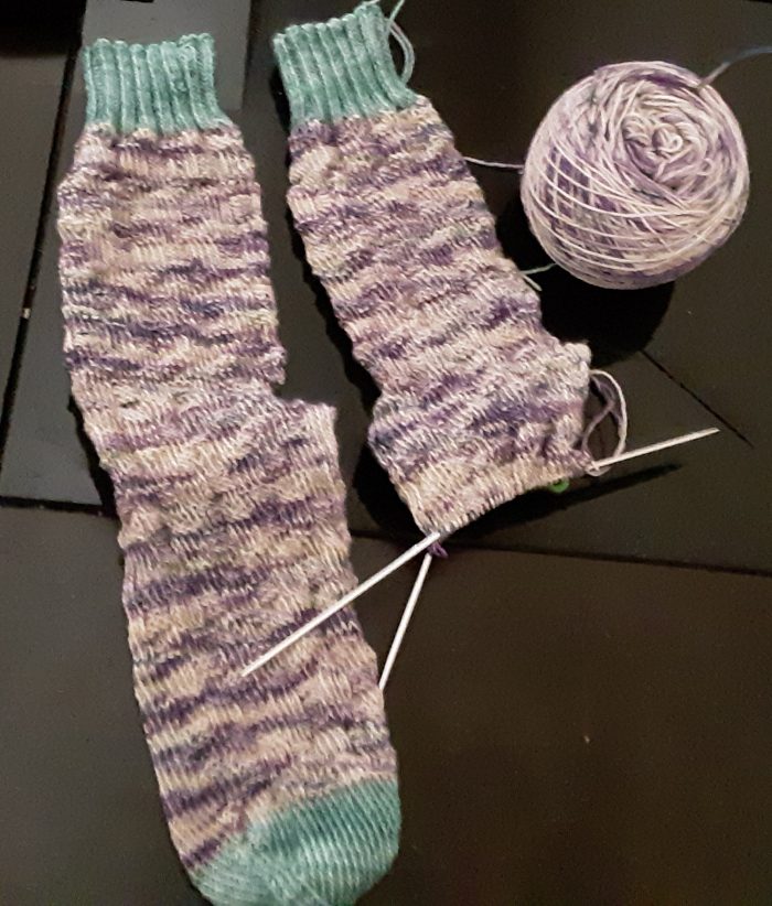 one and a half hand-knit socks