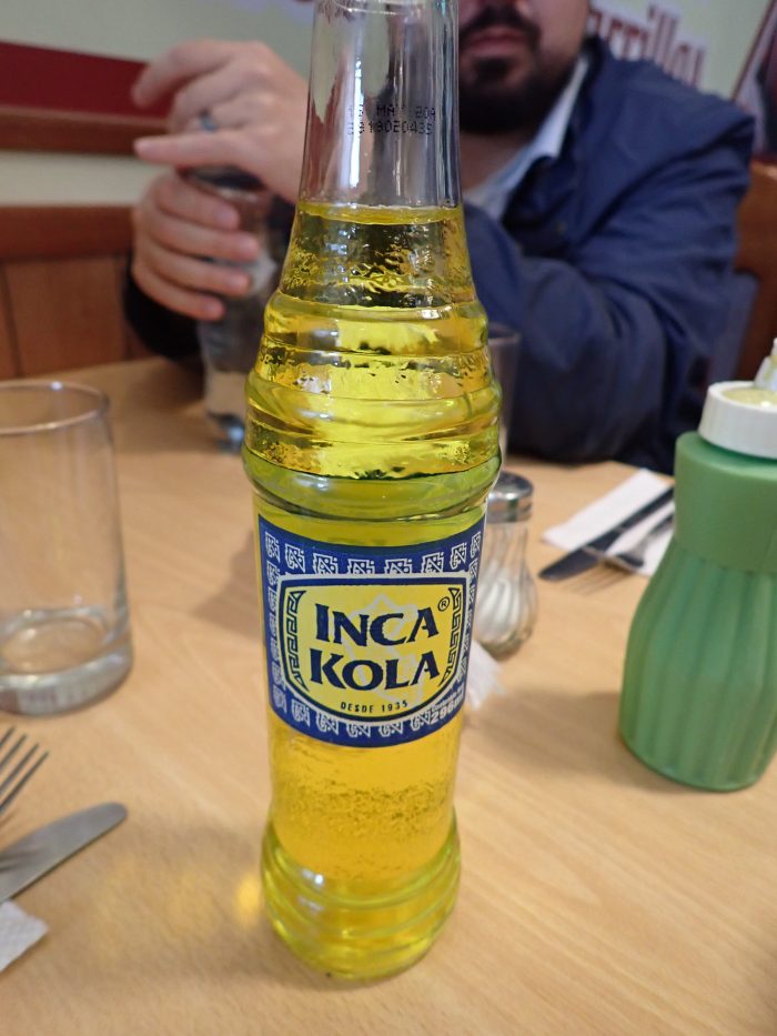 a bottle of Inka Kola