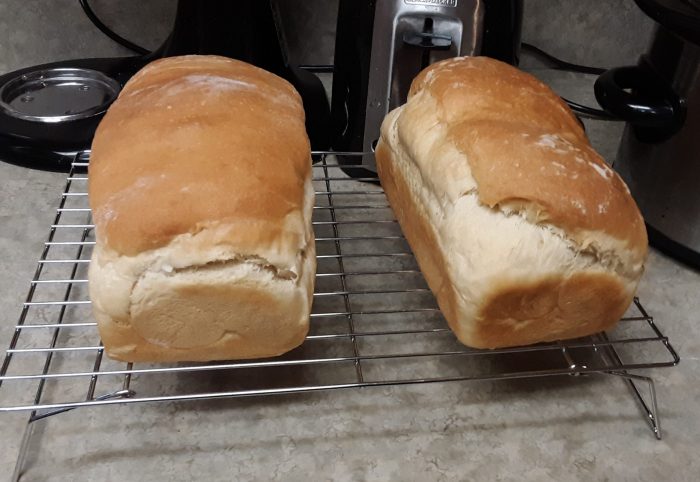 two loaves of white sandwich bread