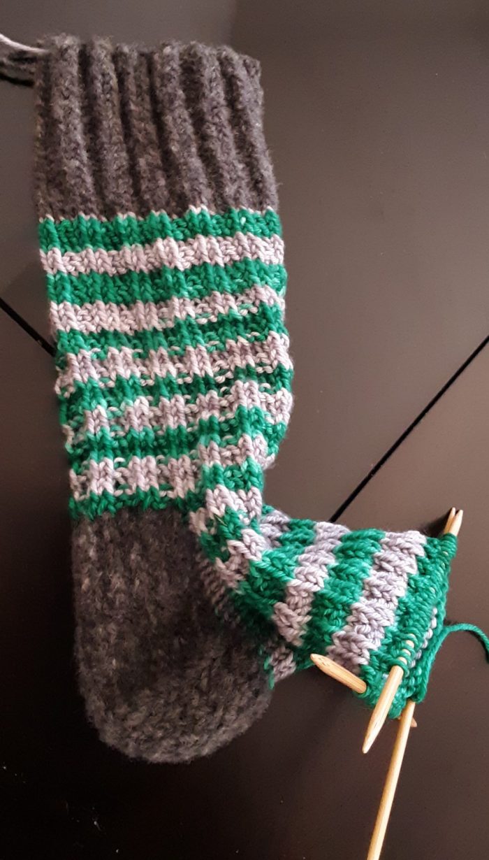 a sock, knit to slightly past the heel