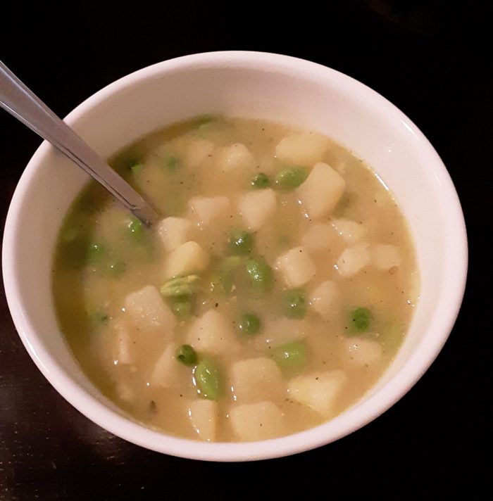 a bowl of potato and leek soup
