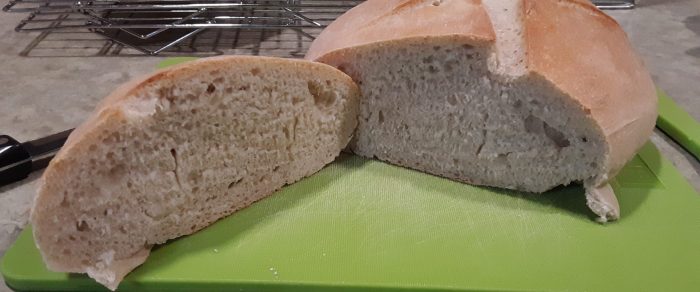 cross section view of the sourdough loaf