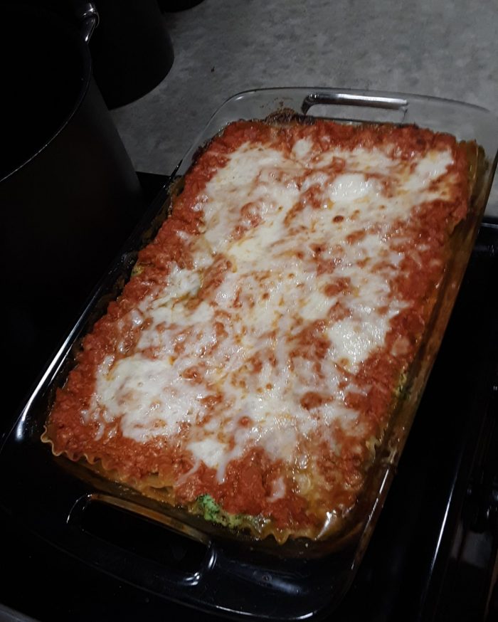 a pan of homemade lasagna