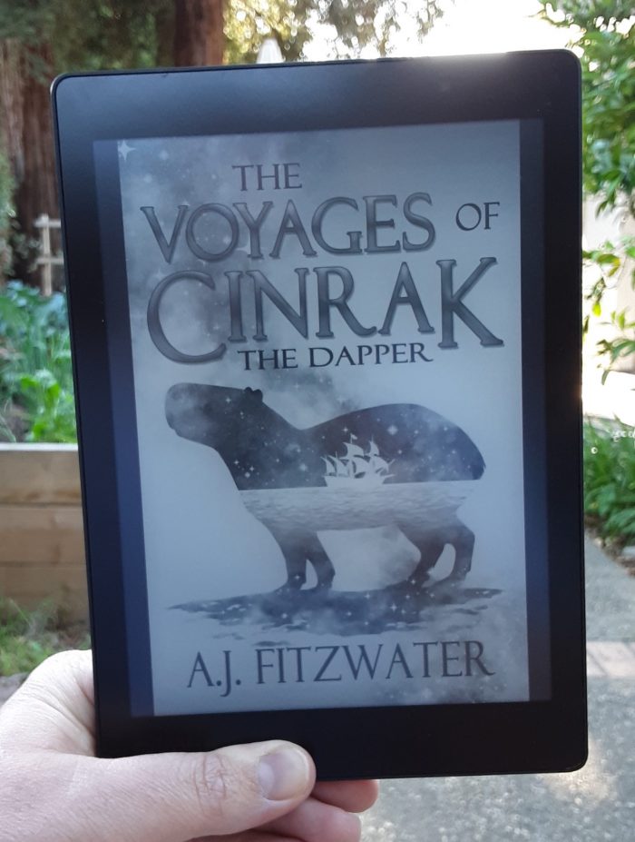 book cover of "The Voyages of Cinrak the Dapper" shown on kobo ereader