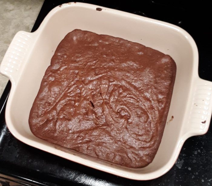 a square pan of brownies