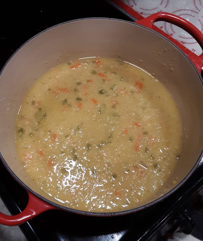 a pot of red lentil soup