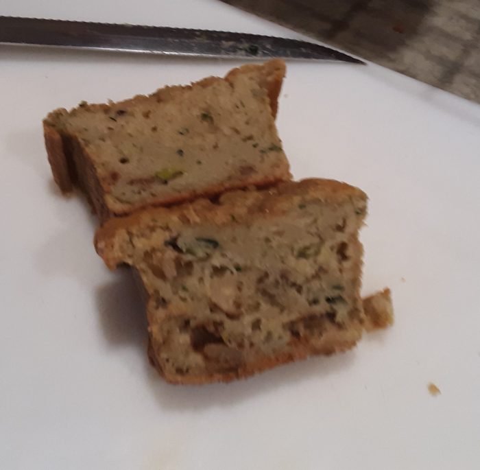 cross section of undercooked zucchini bread