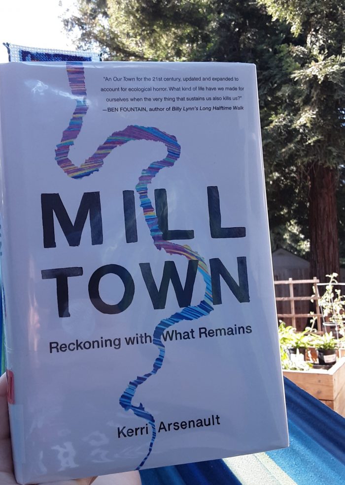 cover of Mill Town, photo taken outside in my hammock