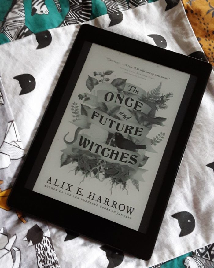 cover of The Once and Future Witches shown on Kobo ereader