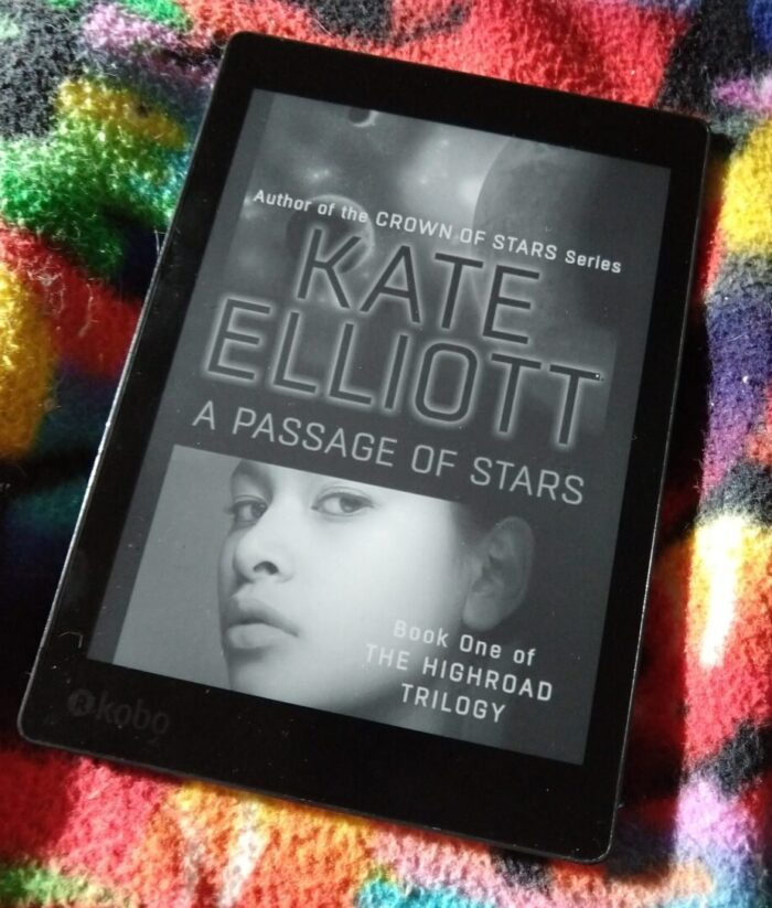 book cover for A Passage of Stars shown on kobo ereader