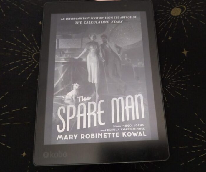 book cover for The Spare Man shown on Kobo ereader.