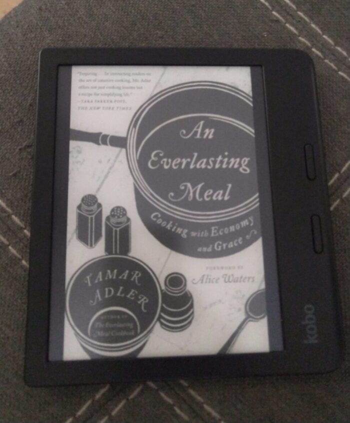 book cover for An Everlasting Meal, shown on kobo ereader