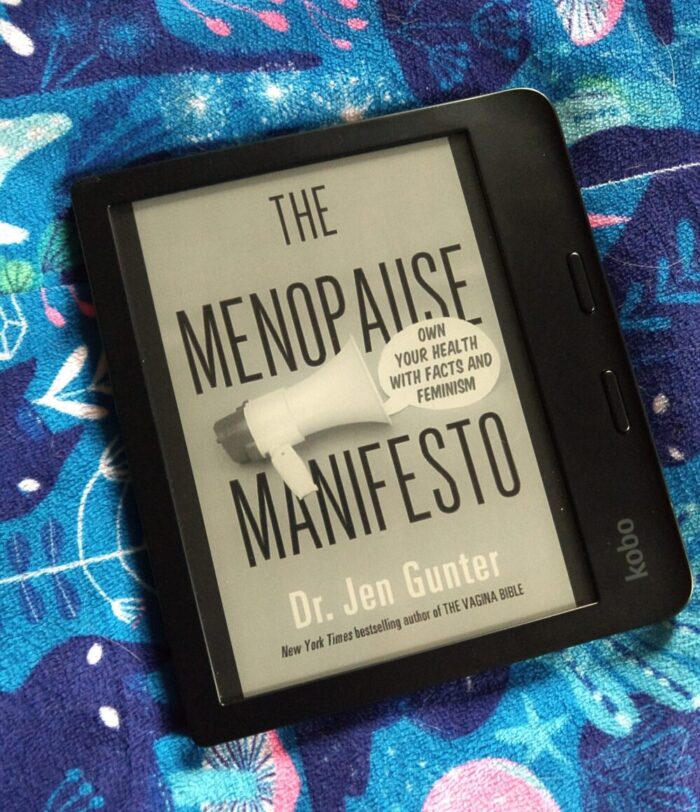 cover for the book The Menopause Manifesto shown on kobo ereader