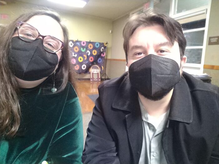 Kirk and I in a selfie. We are both wearing masks