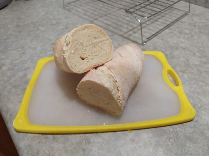 a cross section of a loaf of bread made with semolina flour