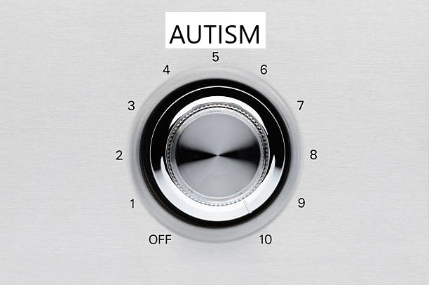 A picture of a volume dial on a stereo with the word "autism" replacing "volume." The dial goes from "off" to 10.
