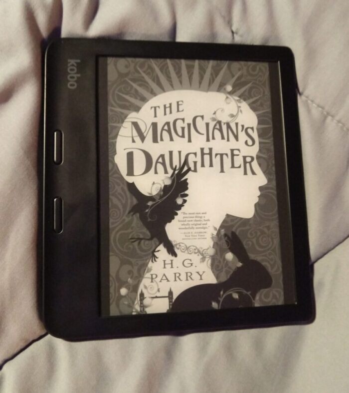 book: The Magician's Daughter. Cover shown on kobo ereader