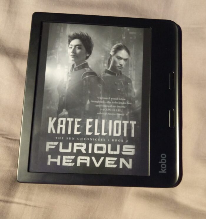 book cover for Furious Heaven shown on kobo ereader