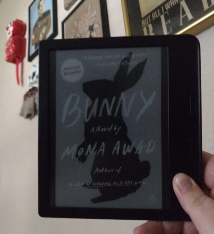 book cover for Bunny by Mona Awad shown on Kobo ereader