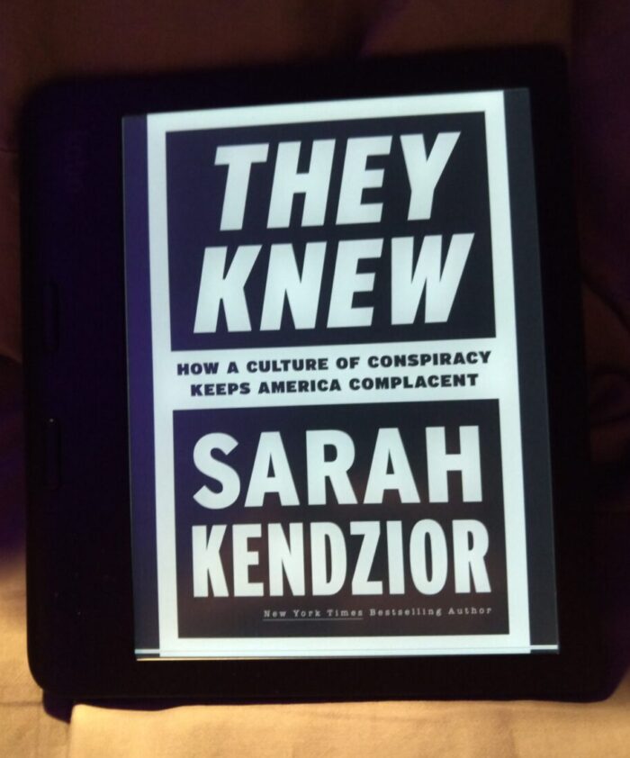 book cover of They Knew shown in greyscale on kobo ereader