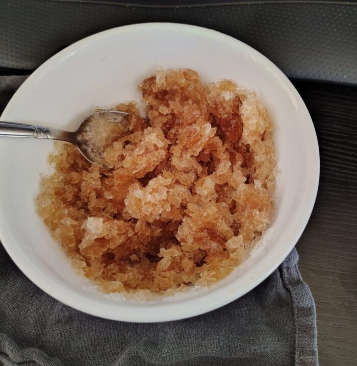 a bowl of root beer-flavored shaved ice