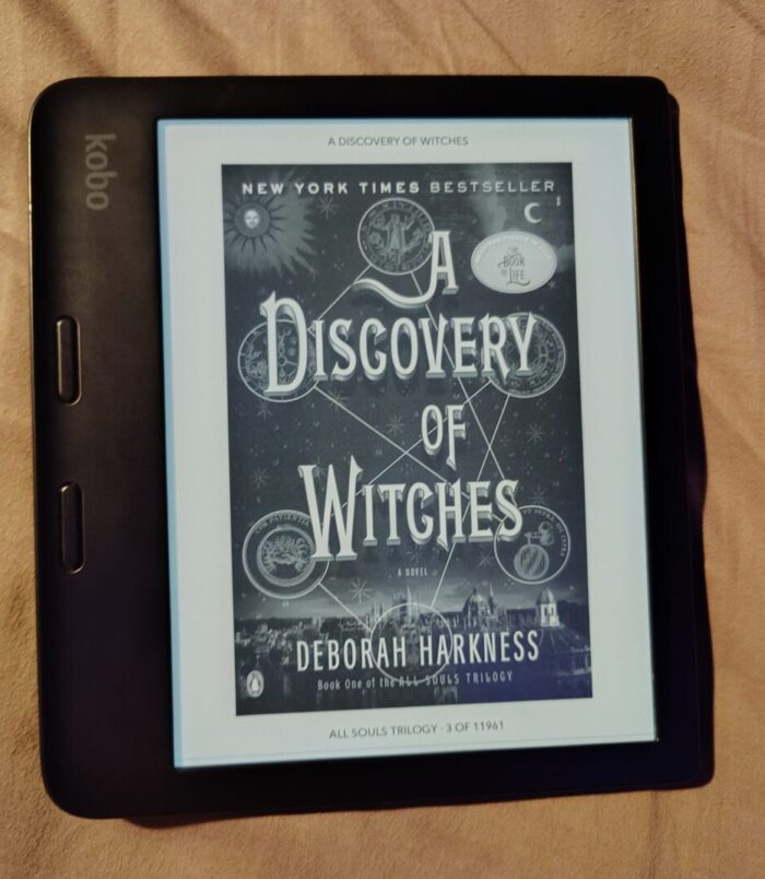 cover for A Discovery of Witches shown on kobo ereader