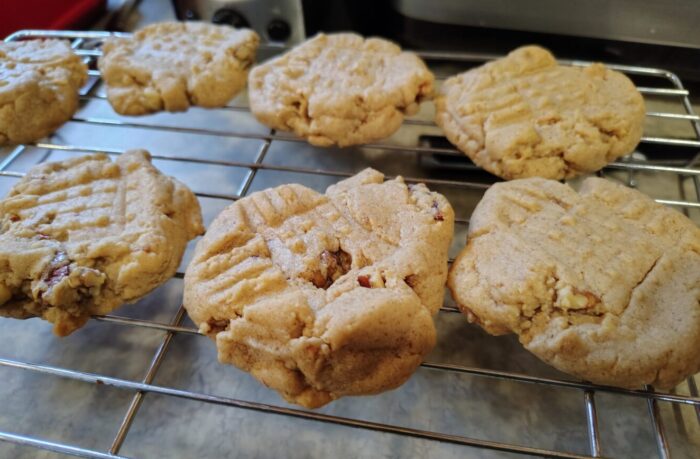 cookies cooling on a wire rack