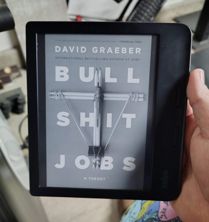 cover for Bullshit Jobs shown on Kobo ereader
