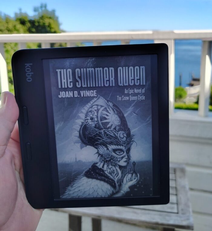 book cover for The Summer Queen shown on kobo ereader
