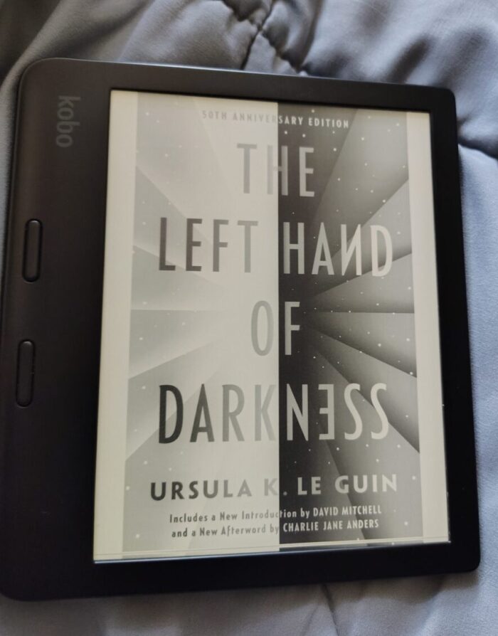 cover for The Left Hand of Darkness shown on kobo ereader