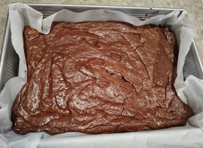 a big pan of perfect brownies!