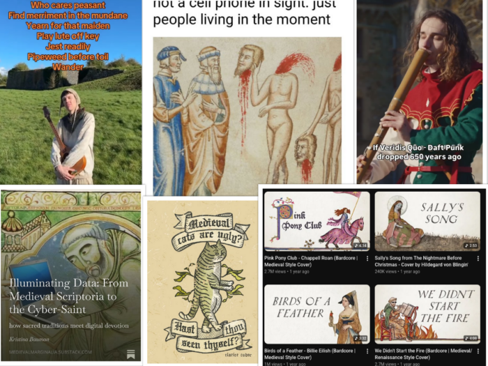 a collage of medieval-themed internet ephemera