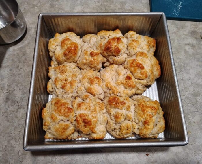 a pan of salt and pepper biscuits