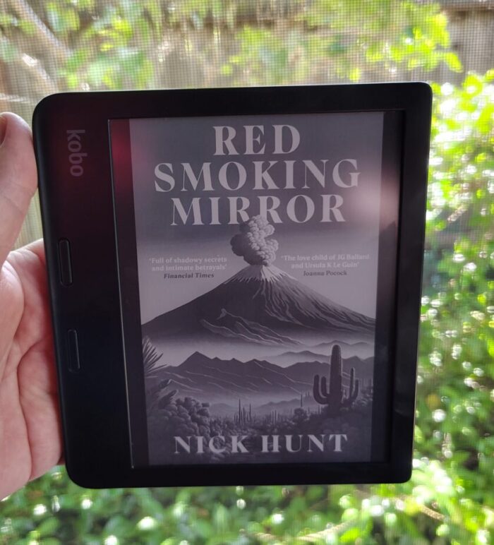 cover for Red Smoking Mirror shown on kobo ereader